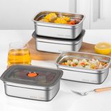 Combo 5 Hộp Đựng Thực Phẩm Nắp Đen Chất Liệu Inox 304 Cao Cấp Bảo Quản Thức Ăn Tiện Lợi.