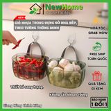 Giỏ Nhựa Trong Đựng Đồ Nhà Bếp Treo Tường Thông Minh, Sang Trọng - Có Quai Sách Kèm Miếng Dán Tường.