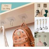 Combo 10 Móc Dán Tường Inox Chịu Lực Có Keo Dán Siêu Chắc Chắn Chịu Tải Trọng Lên Đến 10kg.