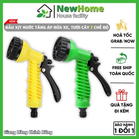 Đầu Vòi Xịt Nước Tăng Áp Rửa Xe, Tưới Cây 7 Chế Độ Xịt Đa Năng.