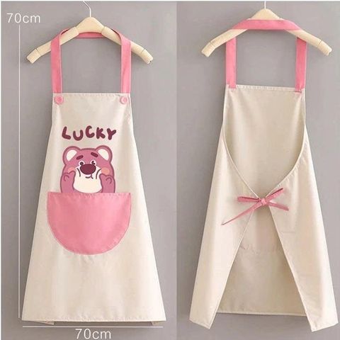 Tạp Dề Nấu Ăn Hình Gấu Dâu - Chống Thấm Nước, Dễ Lau Chùi, Nhanh Khô.