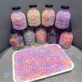 Hũ 1000 Dây Thun Buộc Tóc Nhiều Màu Sắc Dễ Thương Cho Bé Gái.