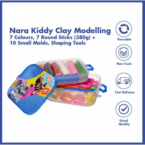 Đất nặn 7M + Bộ dụng cụ Kiddy Clay PX-380-7+16SMRT