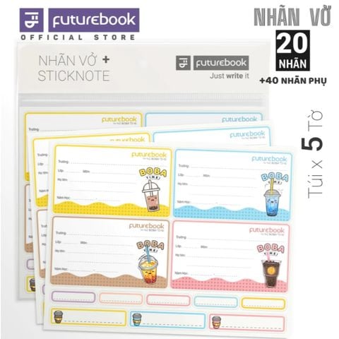 Nhãn vở học sinh kèm nhãn phụ (20 nhãn + 40 sticknote)