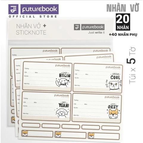 Nhãn vở học sinh kèm nhãn phụ (20 nhãn + 40 sticknote)