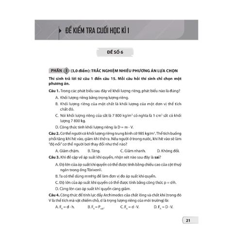 Sách tham khảo - Bộ đề kiểm tra, đánh giá Khoa học tự nhiên (THCS)