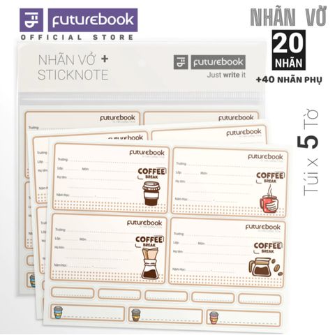 Nhãn vở học sinh kèm nhãn phụ (20 nhãn + 40 sticknote)