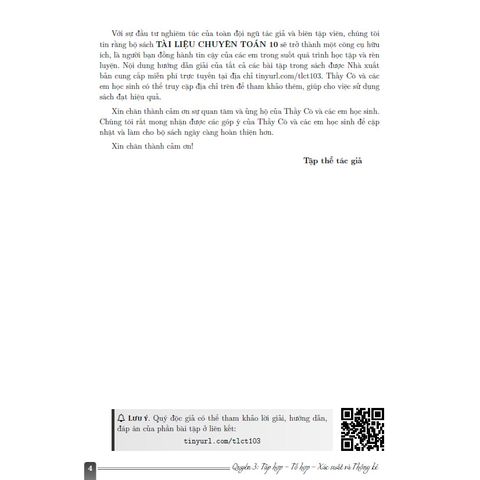 Sách tham khảo - Tài liệu chuyên Toán 10 - Quyển 3: Tập hợp- Tổ hợp - Xác suất và Thống kê