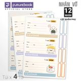 Nhãn vở học sinh kèm nhãn phụ (12 nhãn + 32 sticknote)