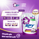  (Đủ mùi) Combo 2 túi nước giặt xả SPY Super White 3,6kg siêu trắng sáng kết hợp giặt xả khử mùi hôi 