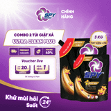  Nước giặt xả 2 trong 1 SPY Ultra Clean Plus khử mùi, hương tinh tế, êm dịu 3kg 