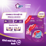  Combo 2 túi nước giặt xả SPY 1,5kg Ultra Clean hoa Tím lưu hương thơm mát dài lâu giúp vải mềm mại 