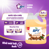  Nước rửa chén SPY thành phần thiên nhiên hương Quế, Gừng Sả khử mùi hôi tanh và xua đuổi côn trùng 3600ml 