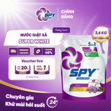  Nước giặt xả 5 trong 1 SPY Super White hương nước hoa pháp, hoạt chất Tinopal cho áo quần trắng sáng 3,6kg 