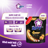  Nước giặt xả 2 trong 1 SPY Ultra Clean Plus khử mùi, hương tinh tế, êm dịu 3kg 