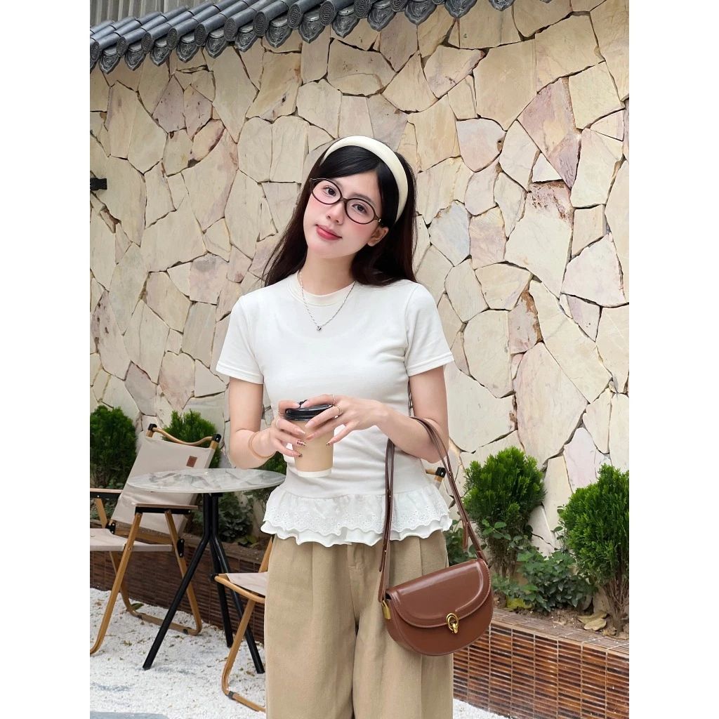  Áo Thun Babytee Phối Ren Gấu, Áo Phông Baby Tee Cổ Tròn Form Vừa Chất Vải Cotton Mùa Hè Thoáng Mát Premium Miho House 