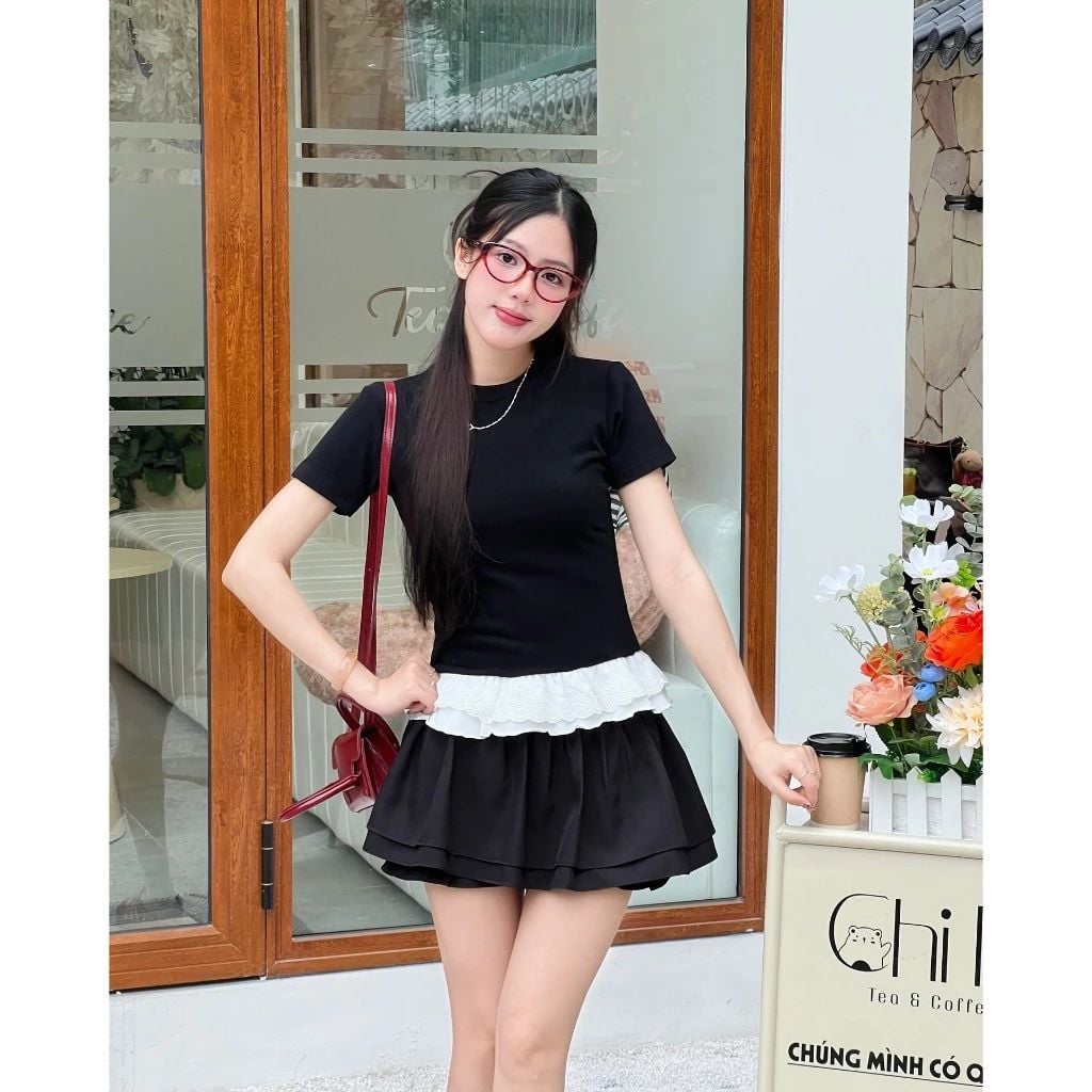  Áo Thun Babytee Phối Ren Gấu, Áo Phông Baby Tee Cổ Tròn Form Vừa Chất Vải Cotton Mùa Hè Thoáng Mát Premium Miho House 