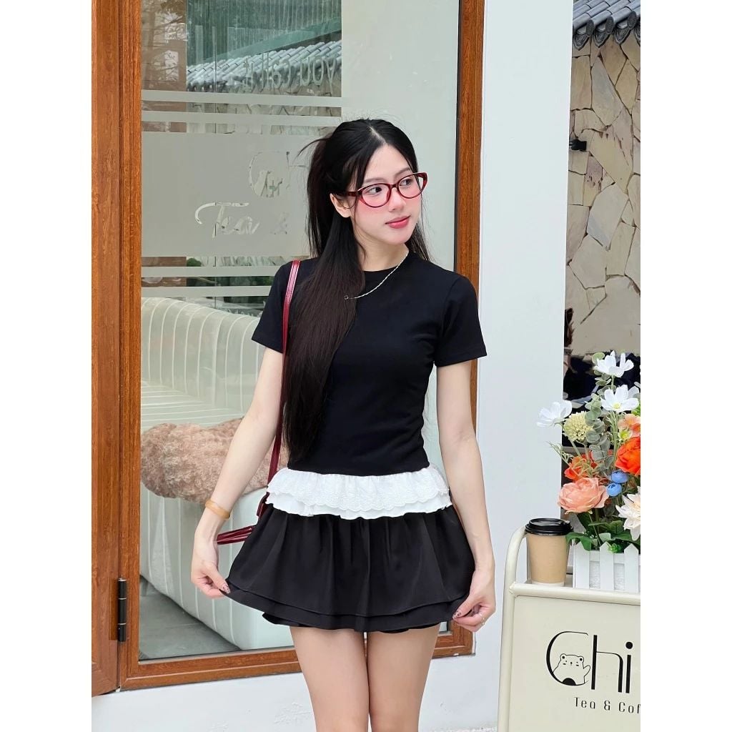  Áo Thun Babytee Phối Ren Gấu, Áo Phông Baby Tee Cổ Tròn Form Vừa Chất Vải Cotton Mùa Hè Thoáng Mát Premium Miho House 