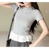  Áo Thun Babytee Phối Ren Gấu, Áo Phông Baby Tee Cổ Tròn Form Vừa Chất Vải Cotton Mùa Hè Thoáng Mát Premium Miho House 