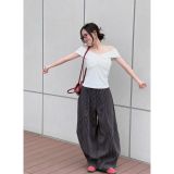  Quần vải kẻ dáng rộng chất vải dày dặn không kèm dây Miho House 