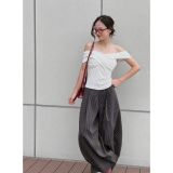  Quần vải kẻ dáng rộng chất vải dày dặn không kèm dây Miho House 