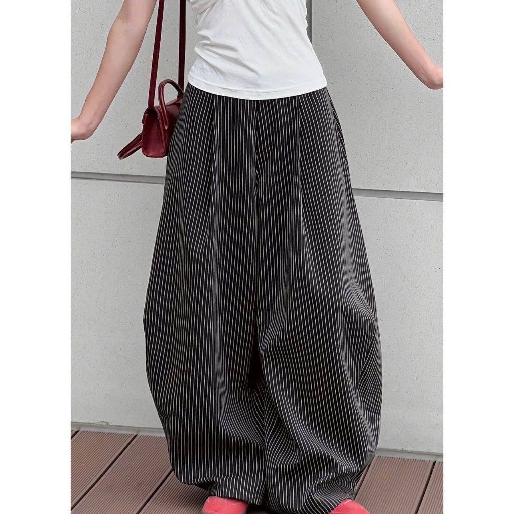  Quần vải kẻ dáng rộng chất vải dày dặn không kèm dây Miho House 