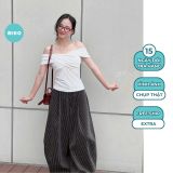  Quần vải kẻ dáng rộng chất vải dày dặn không kèm dây Miho House 