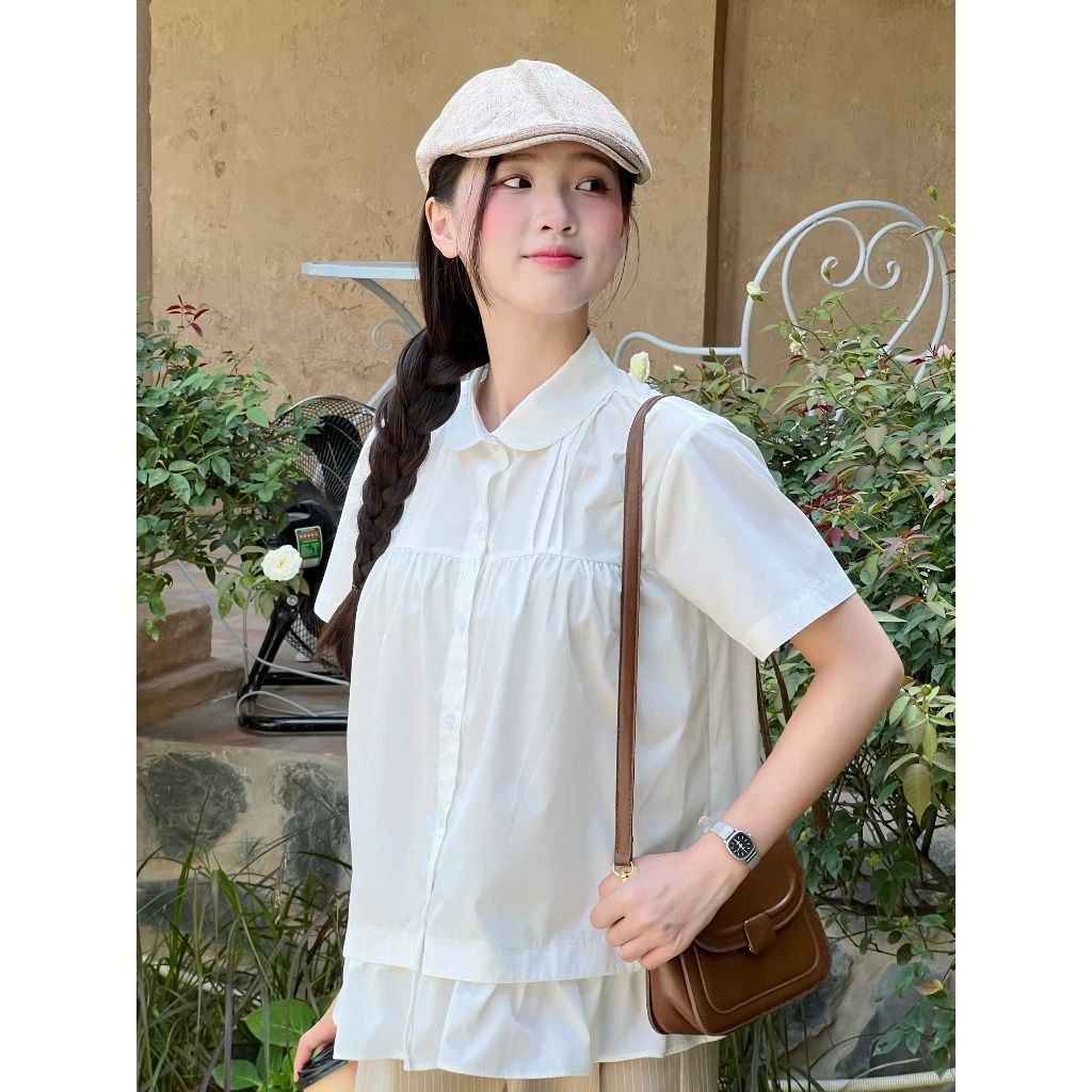  Áo sơ mi babydoll chất vải thô nến Miho House 