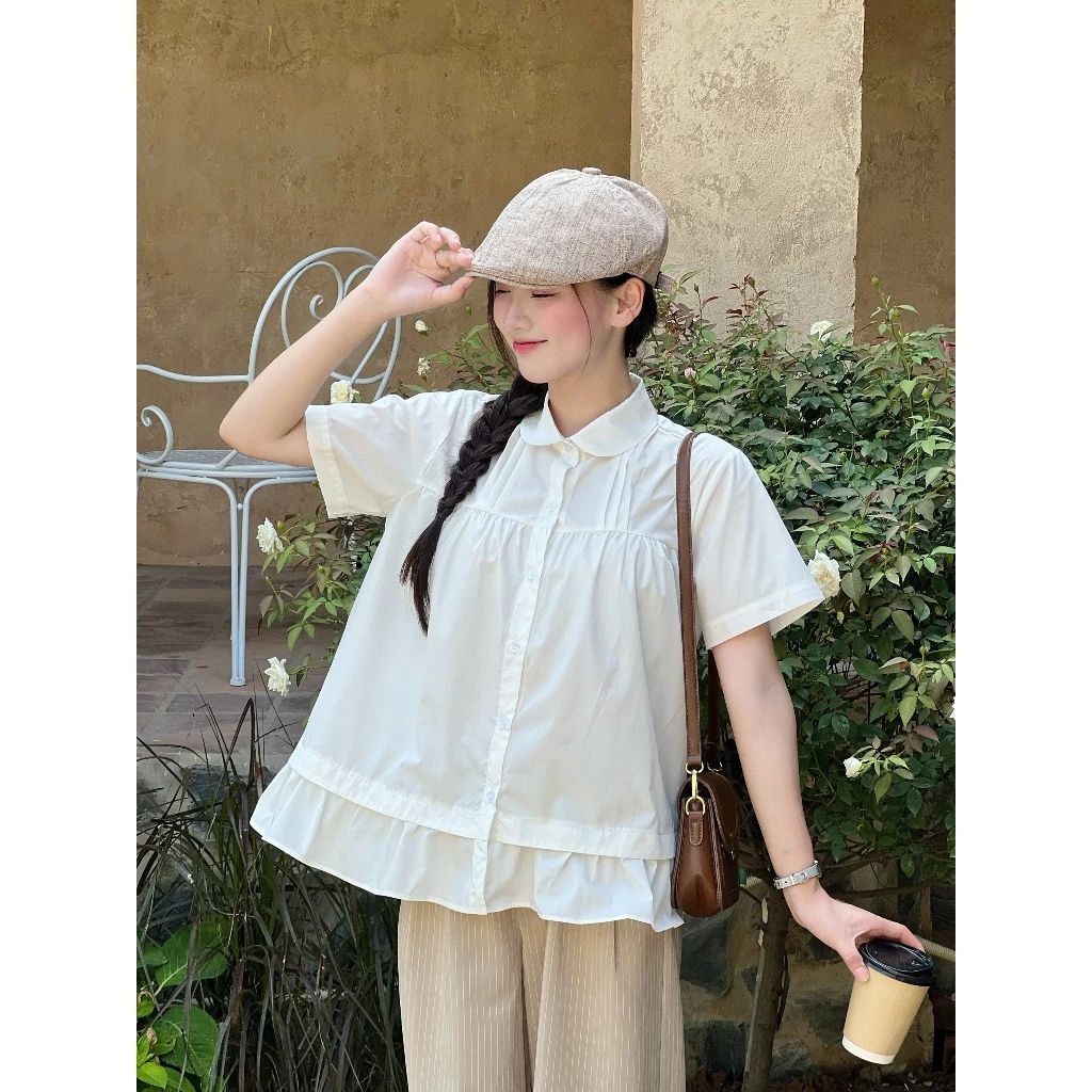  Áo sơ mi babydoll chất vải thô nến Miho House 