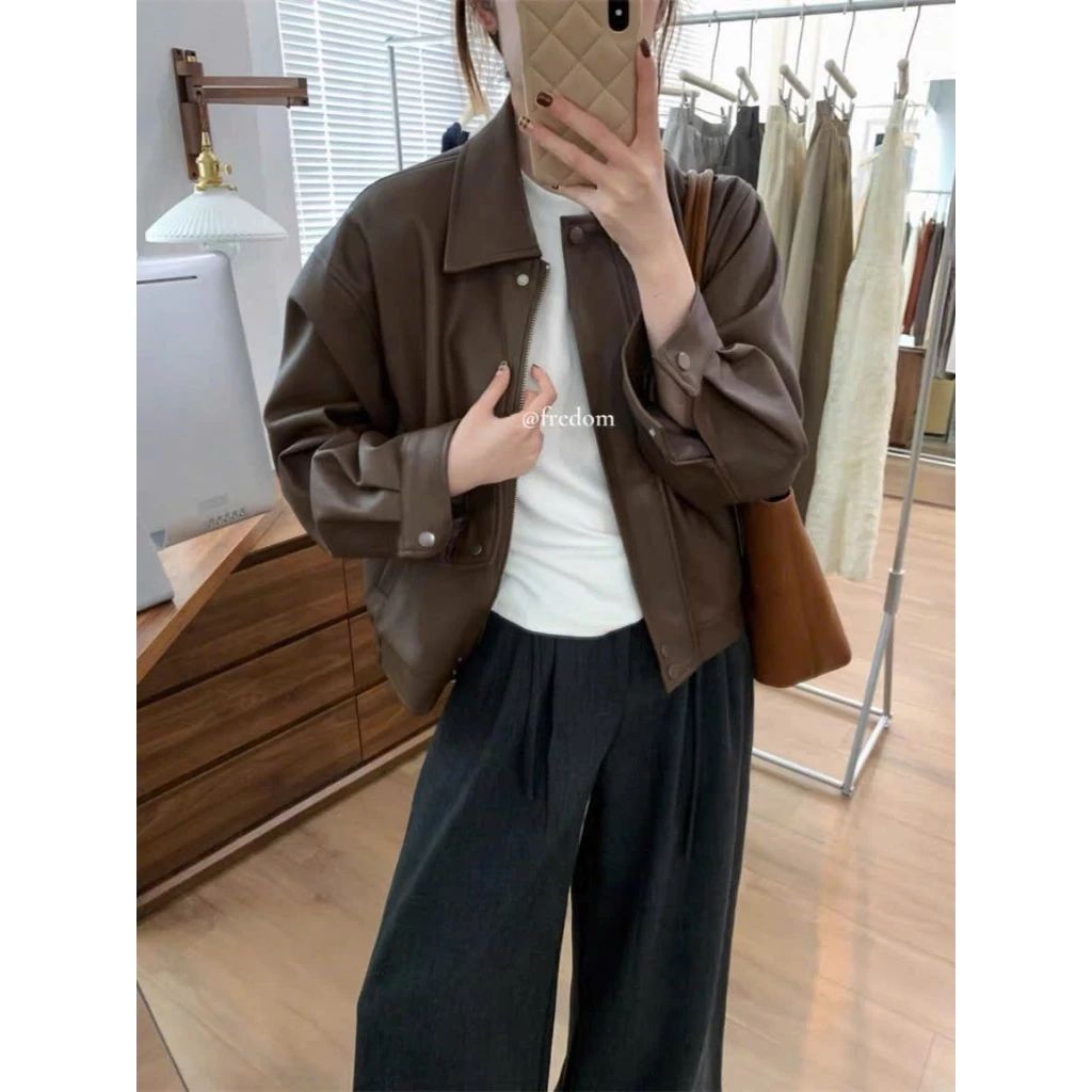  Áo khoác da mềm dáng rộng 2 lớp Miho House 