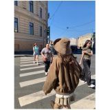  Áo khoác da lộn dáng dài rộng, giấu khoá Miho House 