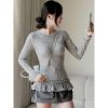  Áo thun thu đông body chất zip catmia xếp tùng xoè xinh Miho House 