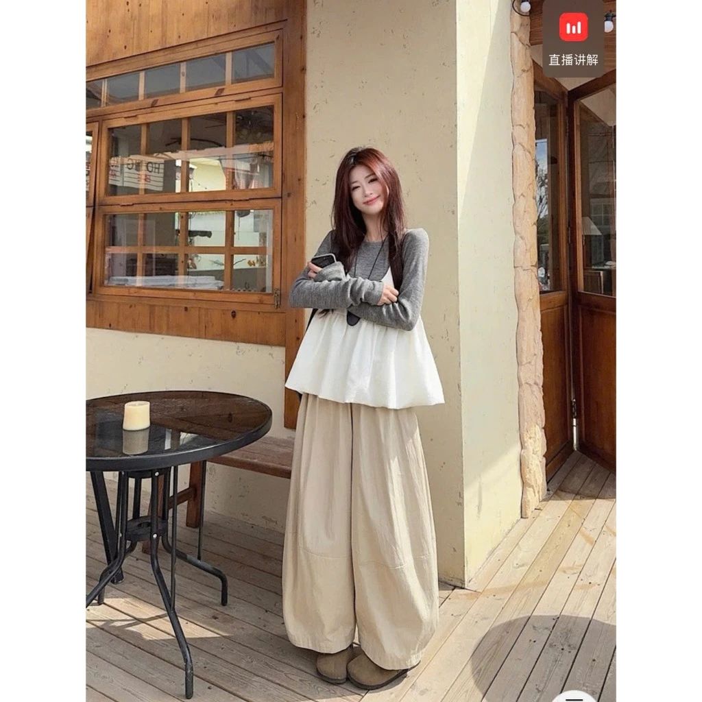  Quần dáng thụng chất vải thô cao cấp cạp chun Miho House 