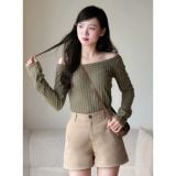  Áo Trễ Vai Tăm Đũa Lông Chất Vải Cotton Co Giãn Miho House 