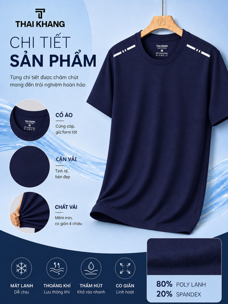 Áo thun nam cổ tròn thể thao THÁI KHANG vải thun lạnh co dãn ATK02