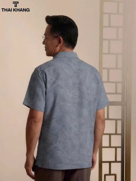 Áo sơ mi nam ngắn tay trung niên THÁI KHANG vải lụa co giãn ATK59