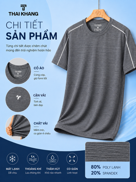 Áo thun nam cổ tròn THÁI KHANG vải thun lạnh ATK04