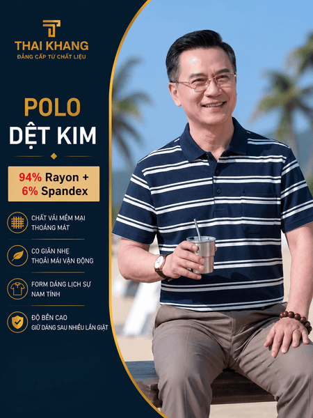 Áo thun sọc ngang nam trung niên Thái Khang ATK61