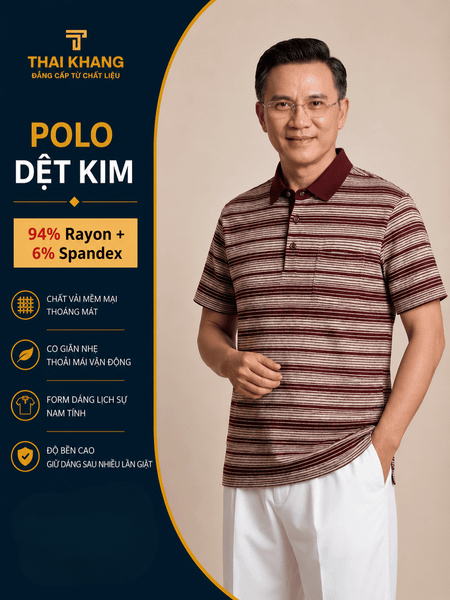 Áo thun sọc ngang nam trung niên Thái Khang ATK63