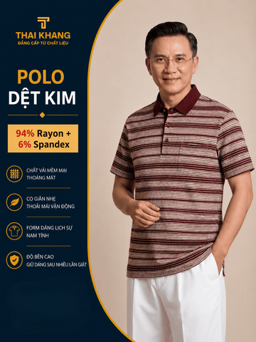 Áo thun sọc ngang nam trung niên Thái Khang ATK63