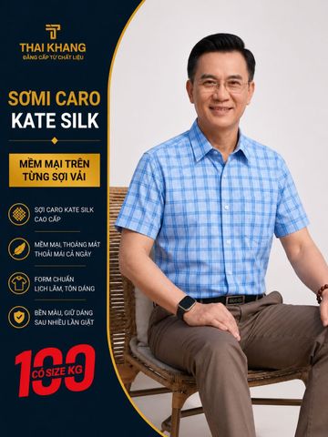Áo sơ mi nam ngắn tay trung niên THÁI KHANG vải lụa co giãn ATK41