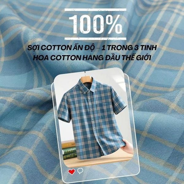 Áo sơ mi nam ngắn tay trung niên THÁI KHANG vải cotton 100% ATK50