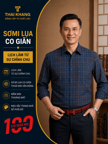 Áo sơ mi dài tay caro nam trung niên THÁI KHANG ATK49