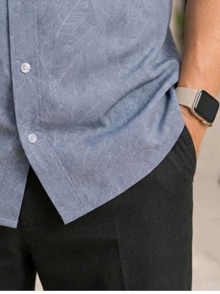Áo sơ mi nam ngắn tay trung niên THÁI KHANG vải lụa co giãn ATK59