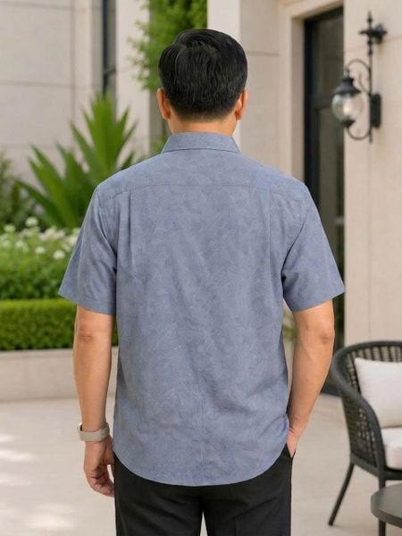 Áo sơ mi nam ngắn tay trung niên THÁI KHANG vải lụa co giãn ATK59