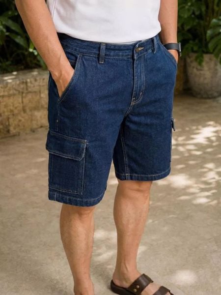 Quần short jean nam Thái Khang túi hộp nam trung niên QUAN03