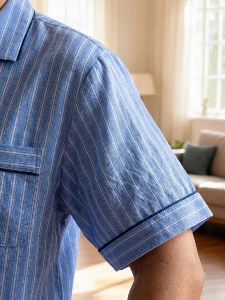 Bộ pijama nam trung niên Thái Khang bộ đồ cho bố mặc nhà vải Linen BO52