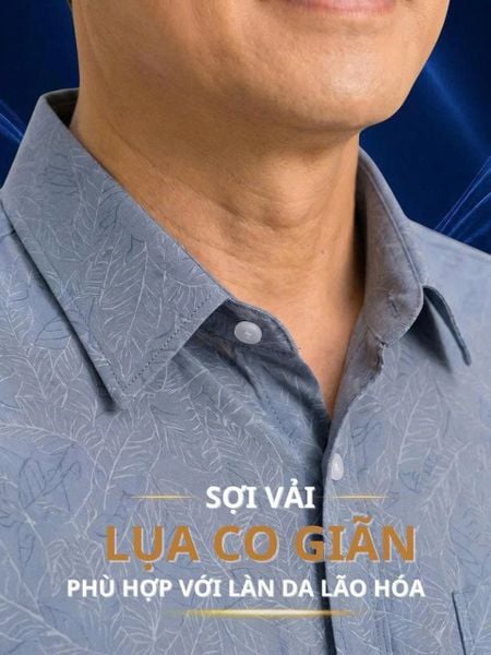 Áo sơ mi nam ngắn tay trung niên THÁI KHANG vải lụa co giãn ATK59
