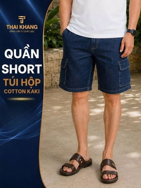 Quần short jean nam Thái Khang túi hộp nam trung niên QUAN03
