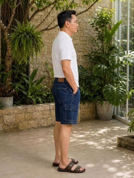 Quần short jean nam Thái Khang túi hộp nam trung niên QUAN03